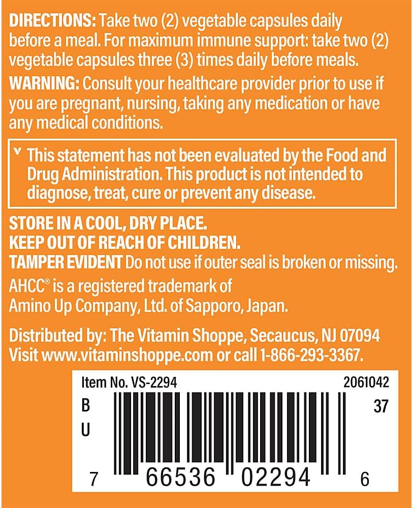 AHCC - 500 MG Veggie Capsules for Immune Support - 60 Count