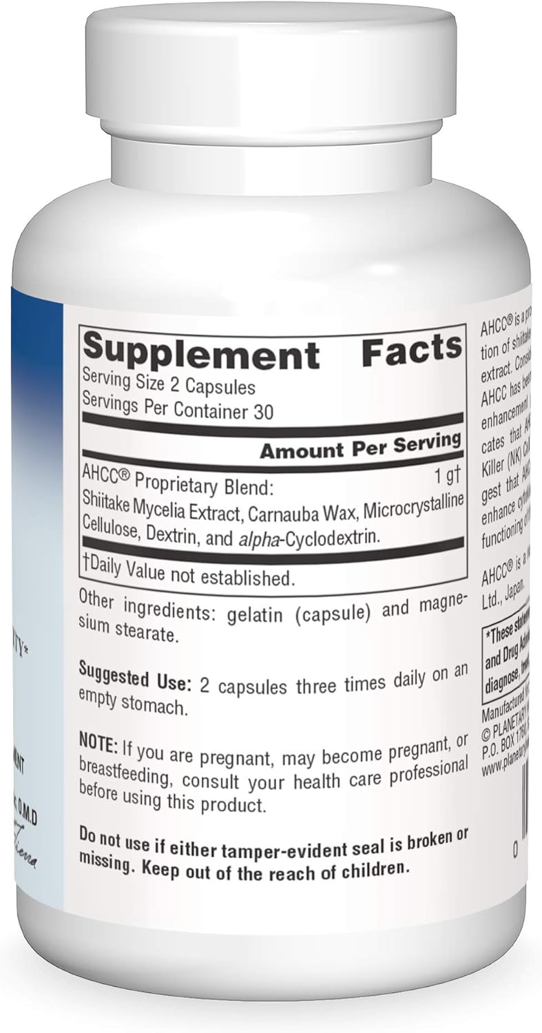 AHCC 500mg Herbal Supplement - 60 Capsules by Planetary Herbals