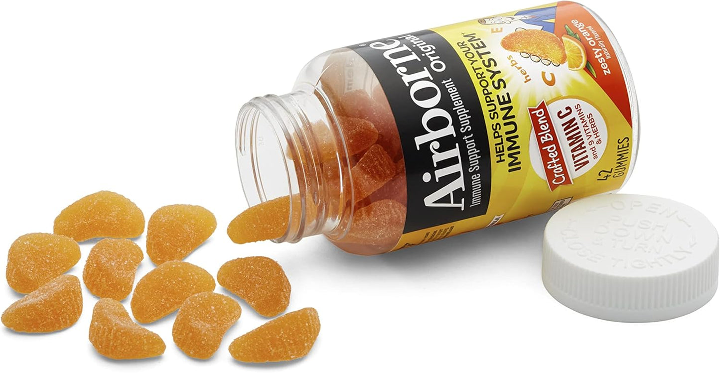 Airborne 750mg Vitamin C Gummies - Immune Support Supplement for Adults with Antioxidants - 42 Gummies, Orange Flavor