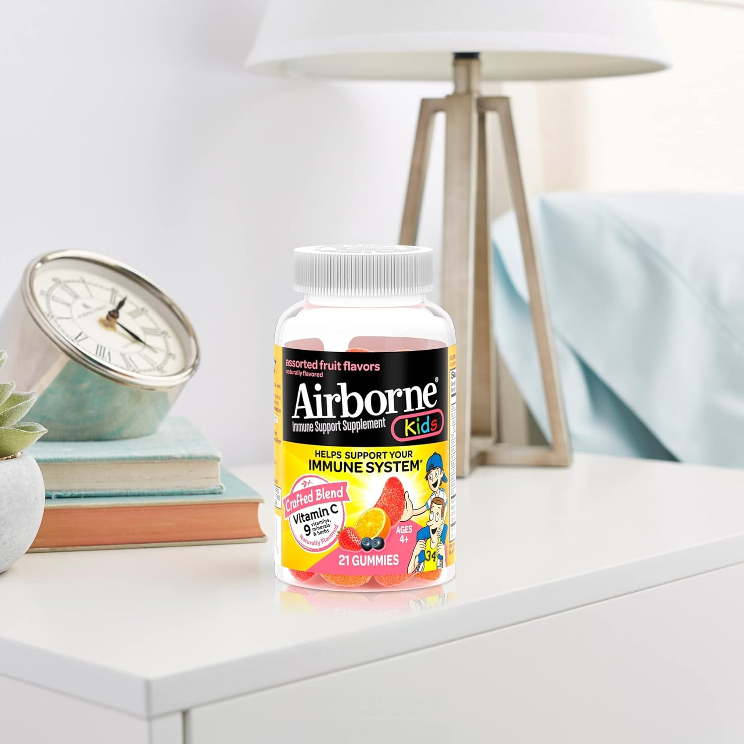 Airborne Kids Vitamin C & Zinc Gummies for Immune Support - 21 Assorted Fruit Flavor Gummies, 500mg Vit C, Antioxidants
