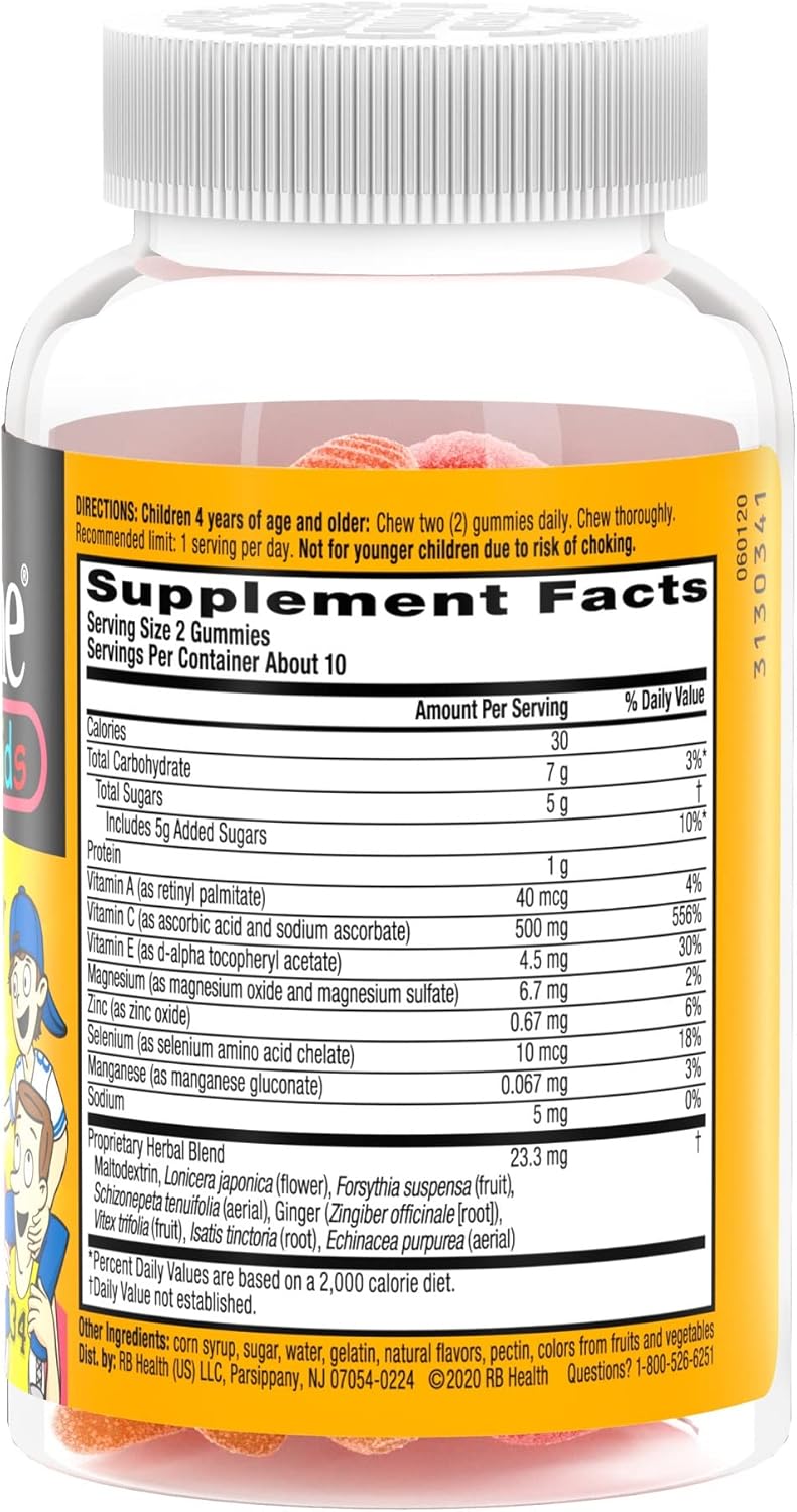 Airborne Kids Vitamin C & Zinc Gummies for Immune Support - 21 Assorted Fruit Flavor Gummies, 500mg Vit C, Antioxidants