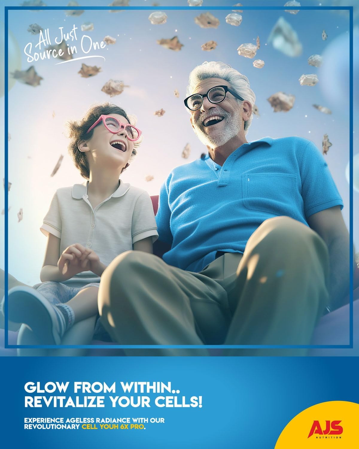 AJS Pure Cell Youth 6X PRO Supplement with PQQ, R-Lipoic Acid, Sodium Hyaluronate, and More - 90 Capsules