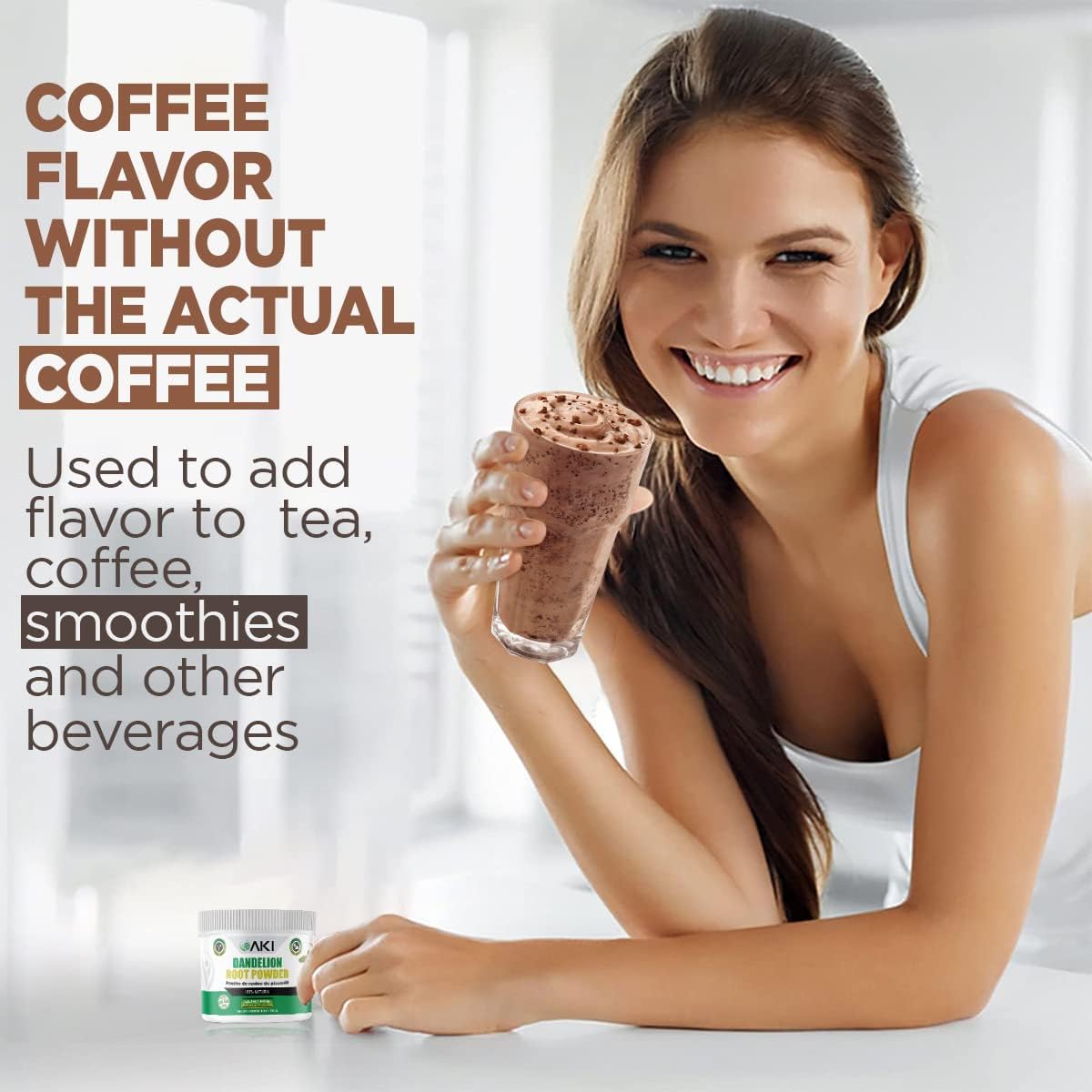 AKI ORGANIC Dandelion Root Powder - Rich in Vitamins & Antioxidants - Supports Immune Health - Gluten & Sugar-Free, Non-GMO (5.30oz /150g)