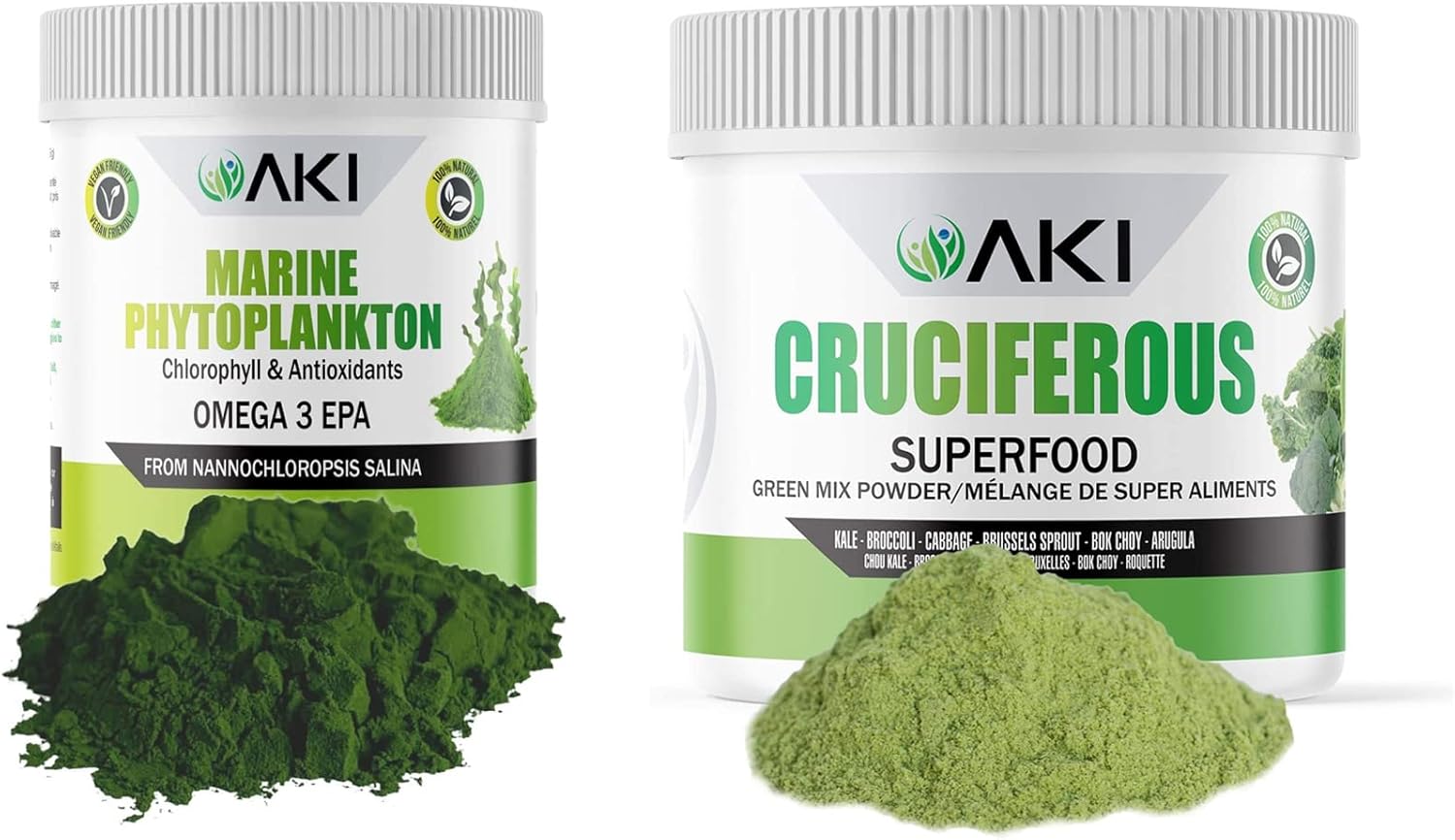AKI Organic Superfood Blend & Marine Phytoplankton Powder for Veggie Smoothies - Plant-Based Proteins to Boost Greens and Vitamins | Vegan & GMO-Free