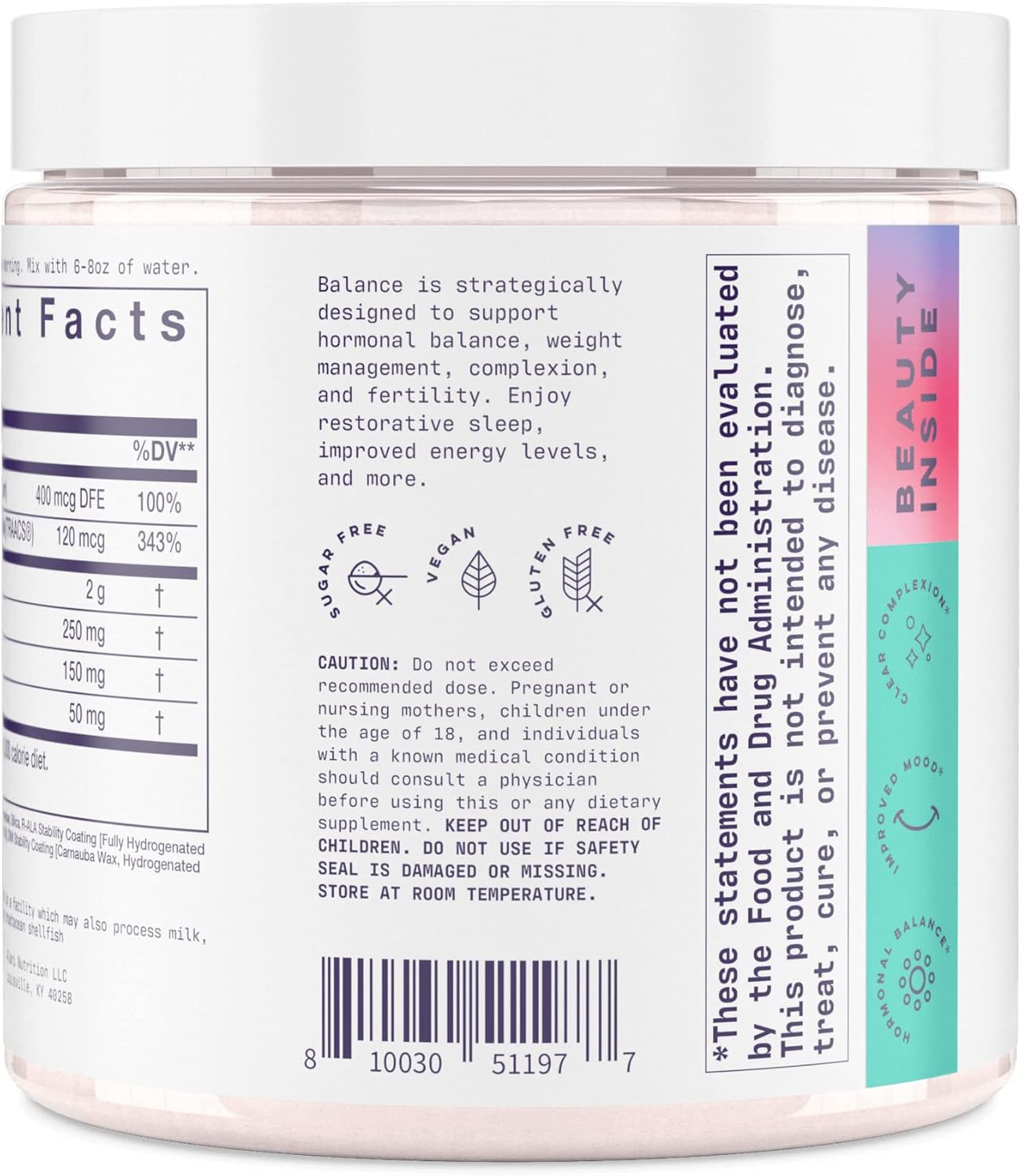 Alani Nu Balance Powder Hawaiian Shaved ICE for Women - Hormonal Support, Weight Management, Clear Complexion - Gluten Free, Vegan, Sugar Free - 30 Servings