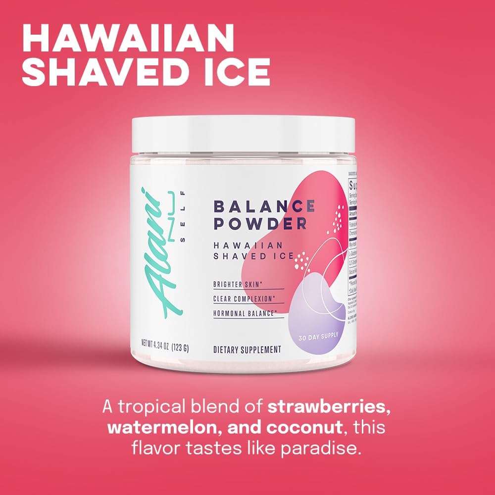 Alani Nu Balance Powder Hawaiian Shaved ICE for Women - Hormonal Support, Weight Management, Clear Complexion - Gluten Free, Vegan, Sugar Free - 30 Servings