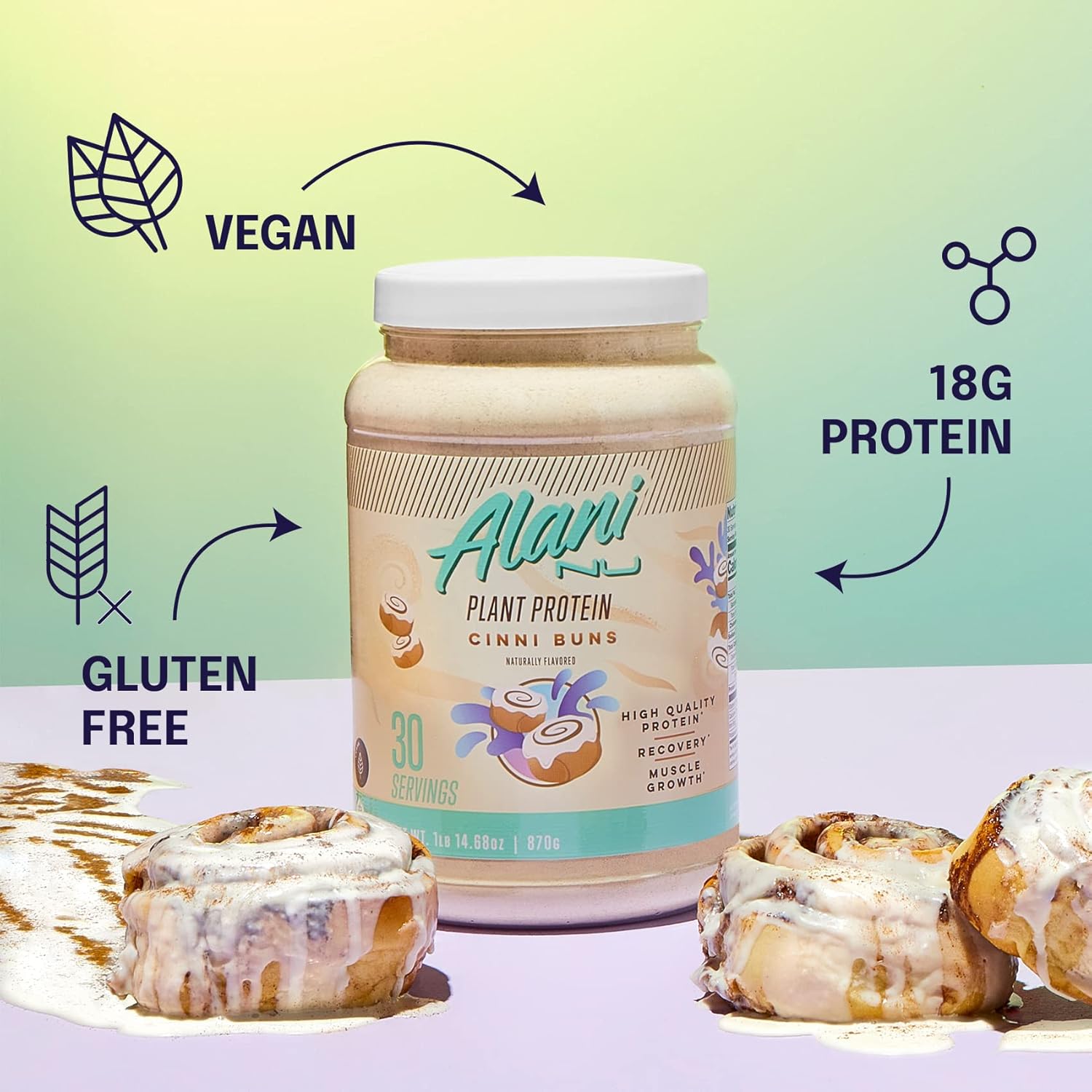 Alani Nu CINNIBUNS Plant-Based Protein Powder - 18g Vegan Protein, Meal Replacement, Dairy-Free, Low Carb, 30 Servings