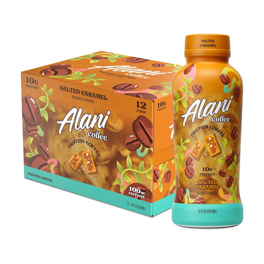 Alani Nu Salted Caramel Protein Coffee Cold Brew - 12 Pack, 10g Protein, 100mg Caffeine, 90 Calories