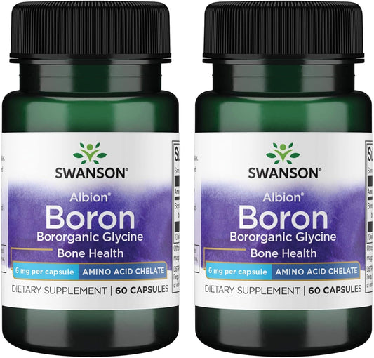 Albion Boroganic Glycine Boron Supplement for Joint and Bone Health - High Absorption Formula - 120 Capsules, 6mg Each