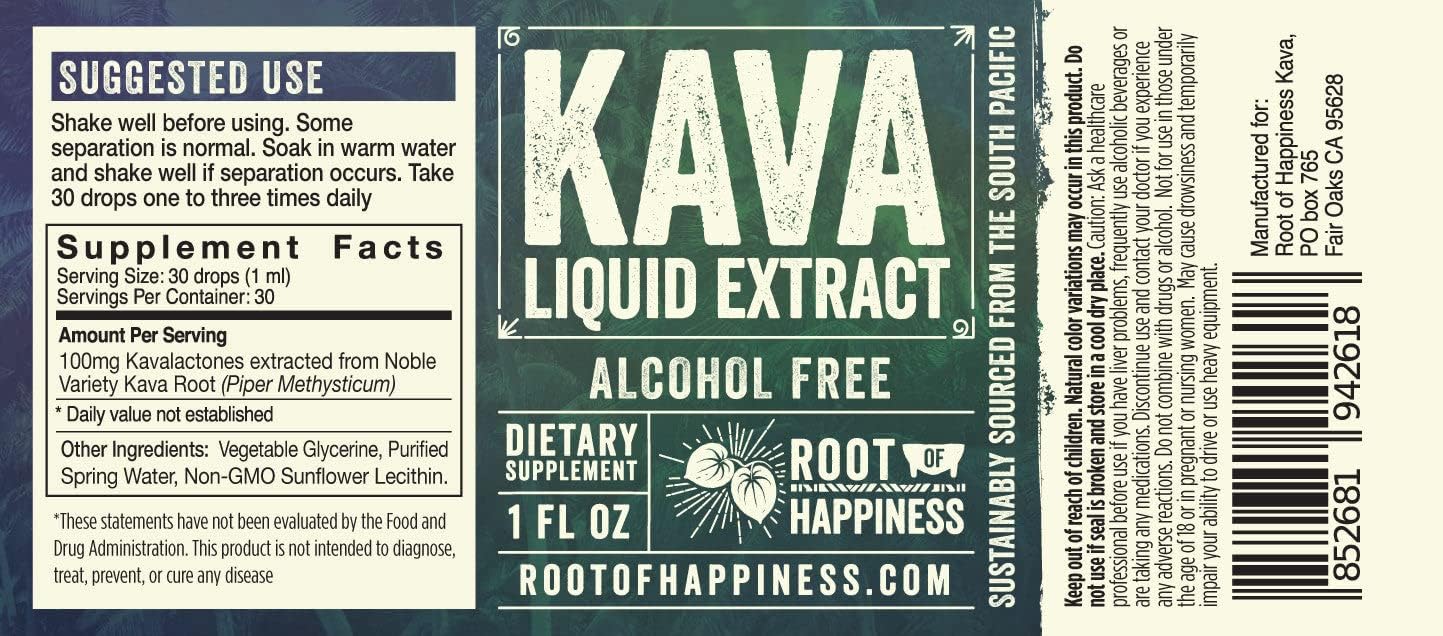 Alcohol-Free 1oz Liquid Kava Extract for Happiness Boost