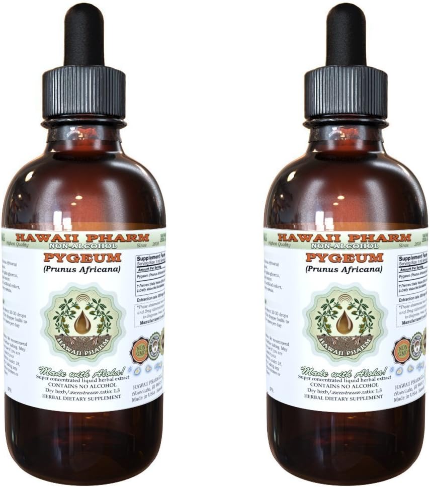 Alcohol-Free African Cherry Pygeum Liquid Extract - 8 oz Natural Herbal Supplement by Hawaii Pharm, USA