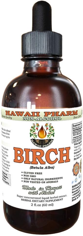 Alcohol-Free Birch Dried Bark Liquid Extract Glycerite Supplement - 2 oz