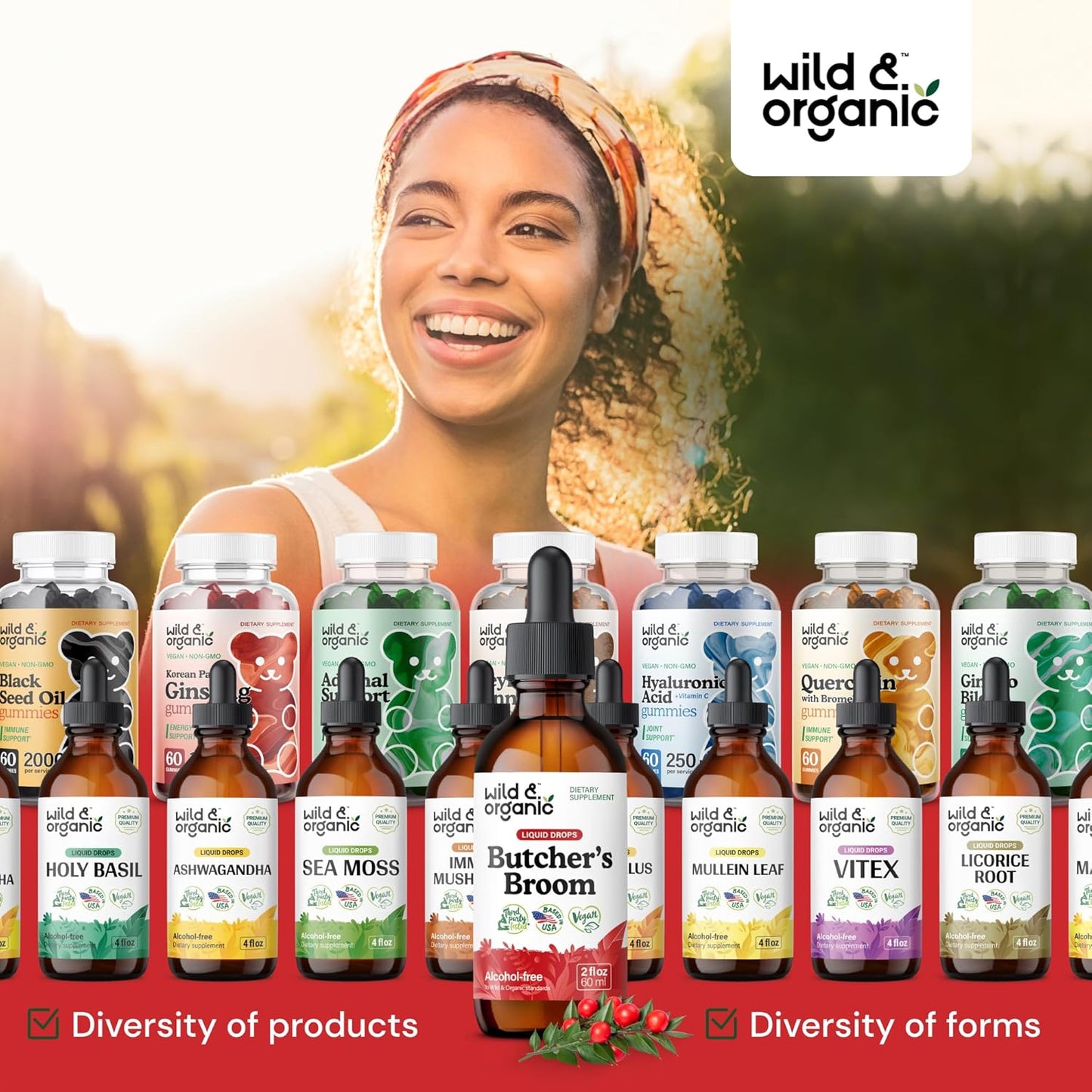 Alcohol-Free Butcher's Broom Root Drops for Leg Support - 2 fl oz Liquid Supplement - Vegan, Non-GMO, No Sugar - Ruscus Aculeatus Herb