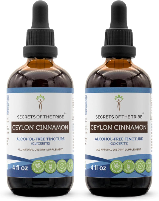 Alcohol-Free Ceylon Cinnamon Tincture Liquid Extract - 2x4 FL OZ - Secrets of the Tribe