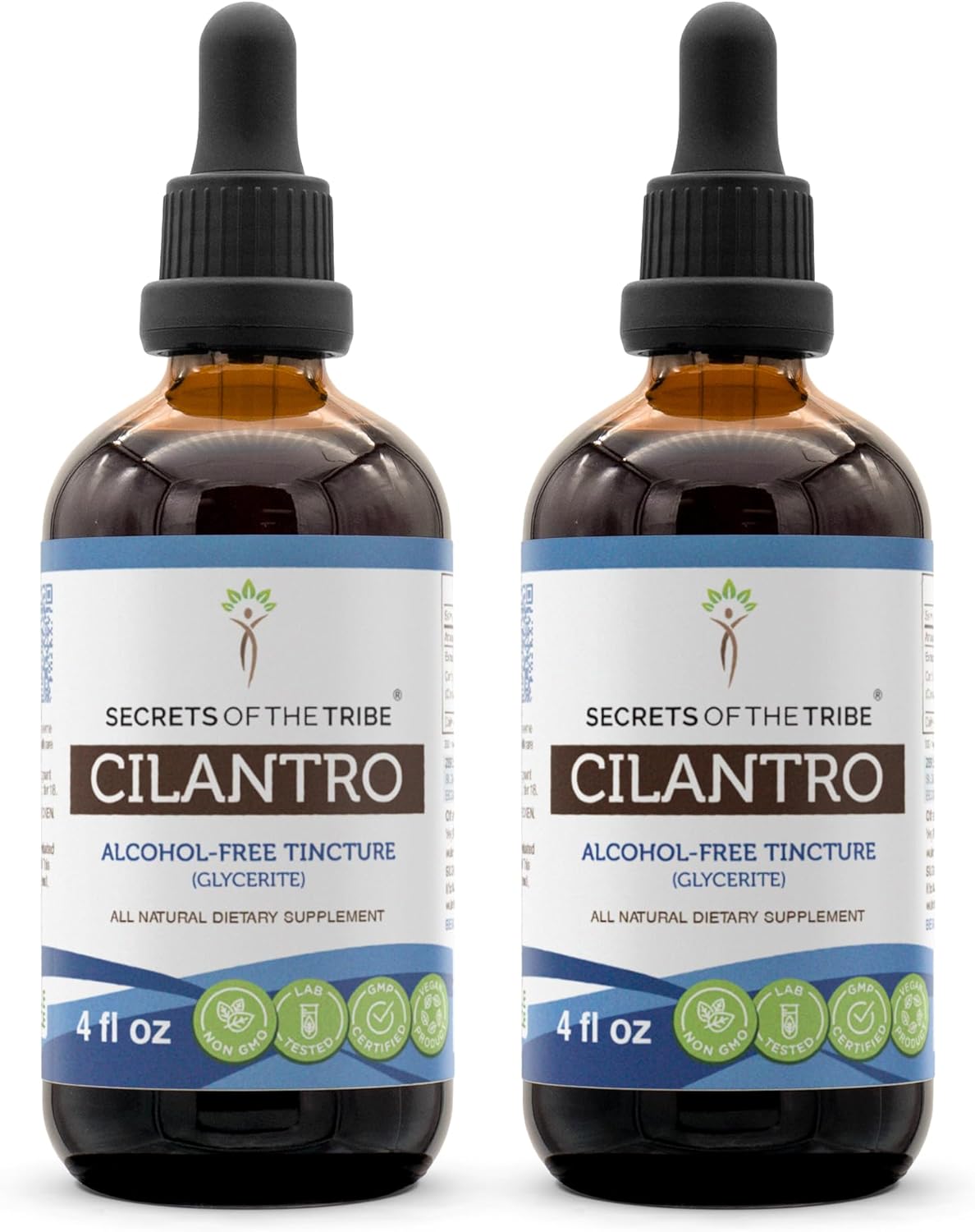Alcohol-Free Cilantro Liquid Extract and Dried Leaf Tincture Supplement - Secrets of the Tribe (8 FL OZ)
