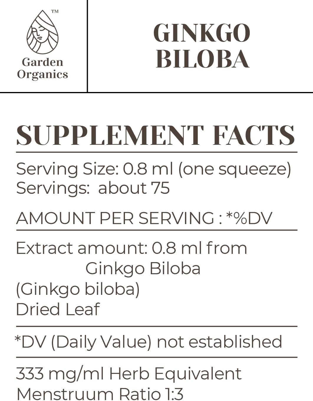 Alcohol-Free Ginkgo Biloba Tincture Extract for Immune System Boost - 100% Natural Liquid Drops (2 fl oz)