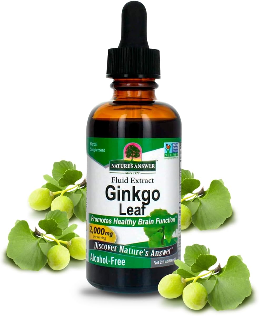 Alcohol-Free Ginkgo Leaf Extract 2000mg for Memory & Mood | 2oz | Gluten-Free & Kosher Certified | No Preservatives | Single Count