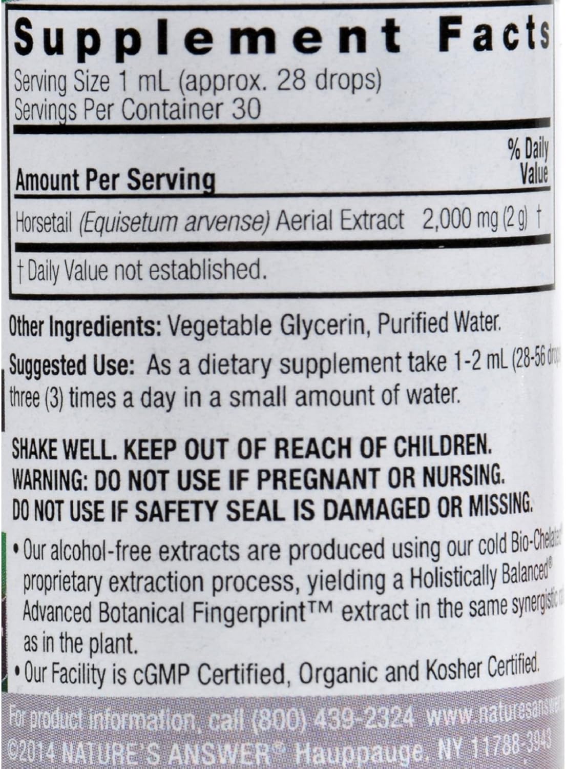 Alcohol-Free Horsetail Herb Extract 2000mg for Healthy Ligaments & Skin - Gluten-Free - 1 fl oz (Pack of 2) by Nature's Answer