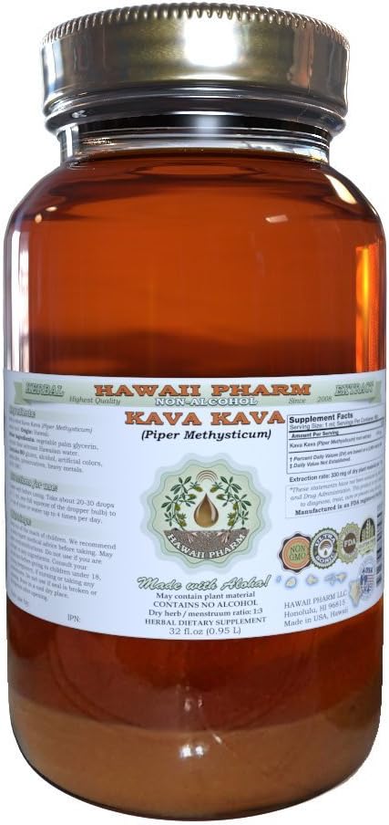 Alcohol-Free Kava Kava Liquid Extract - Natural Herbal Supplement 32 oz Glycerite from Hawaiian Roots by Hawaii Pharm
