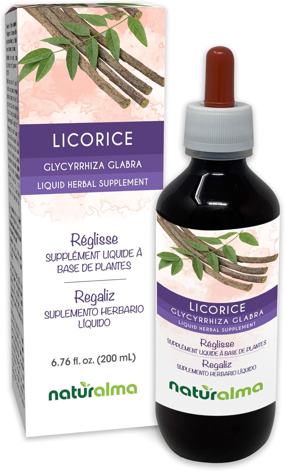 Alcohol-Free Licorice Root Tincture - 6.76 fl oz Liquid Extract Drops - Herbal Supplement - Vegan & Natural