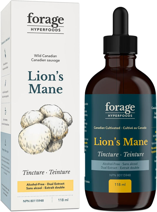 Alcohol-Free Lion's Mane Mushroom Superfood Extract Tincture - Canadian Grown, Vegan, Non-GMO - Memory and Nerve Support - 118ML