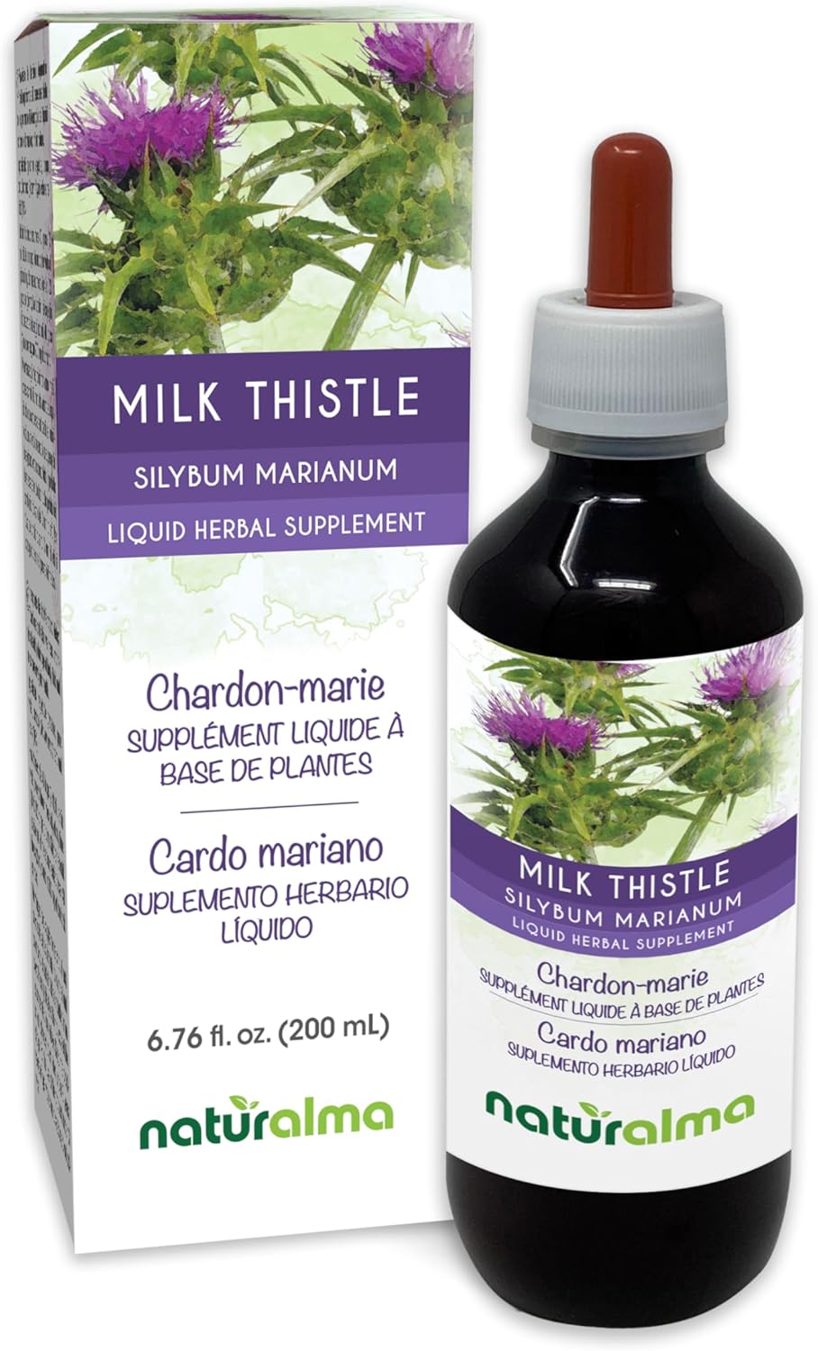 Alcohol-Free Milk Thistle (Silybum marianum) Tincture - 6.76 fl oz Liquid Extract - Vegan Herbal Supplement