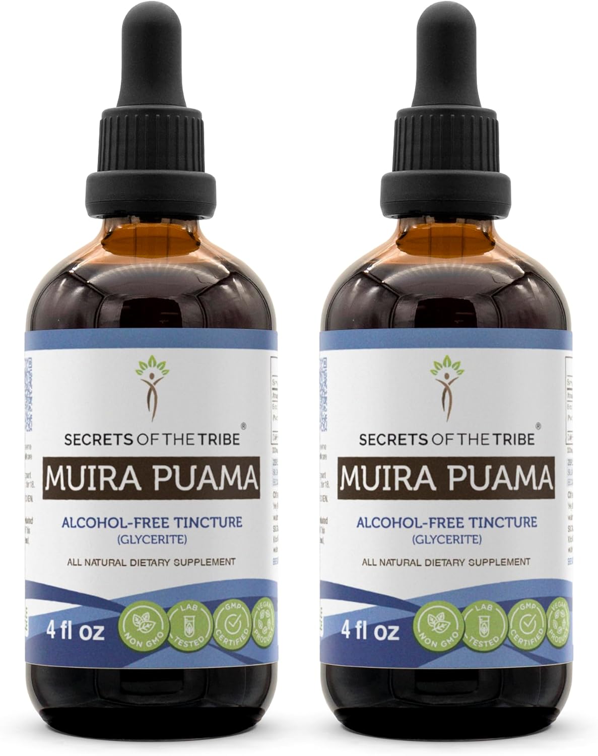 Alcohol-Free Muira Puama Tincture Extract by Secrets of the Tribe - 2x4 FL OZ Bottle