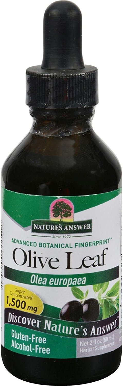Alcohol-Free Nature's Answer Oleopein Olive Leaf Extract, Supports Good Health & Wellbeing, Gluten-Free, Kosher - 2 Fl Oz (Pack of 2)