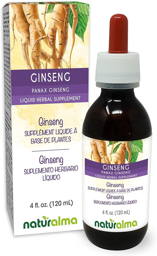 Alcohol-Free Panax Ginseng Root Tincture - 4 fl oz Liquid Extract Drops - Herbal Vegan Supplement by Naturalma