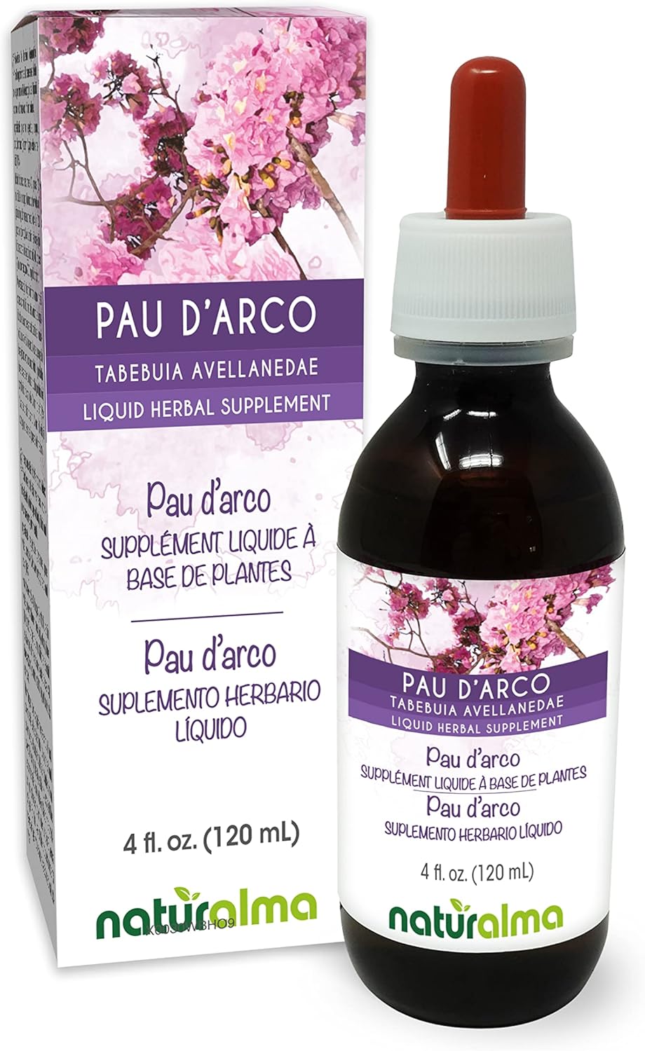 Alcohol-Free Pau d'Arco Bark Tincture - 4 fl oz Liquid Extract - Vegan Herbal Supplement