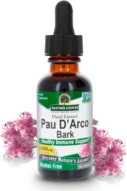 Alcohol-Free PAU D'Arco Inner Bark Extract 2000mg 1oz | Supports Healthy Immune System, Intestinal Flora | Gluten-Free, Kosher Certified | Single Count