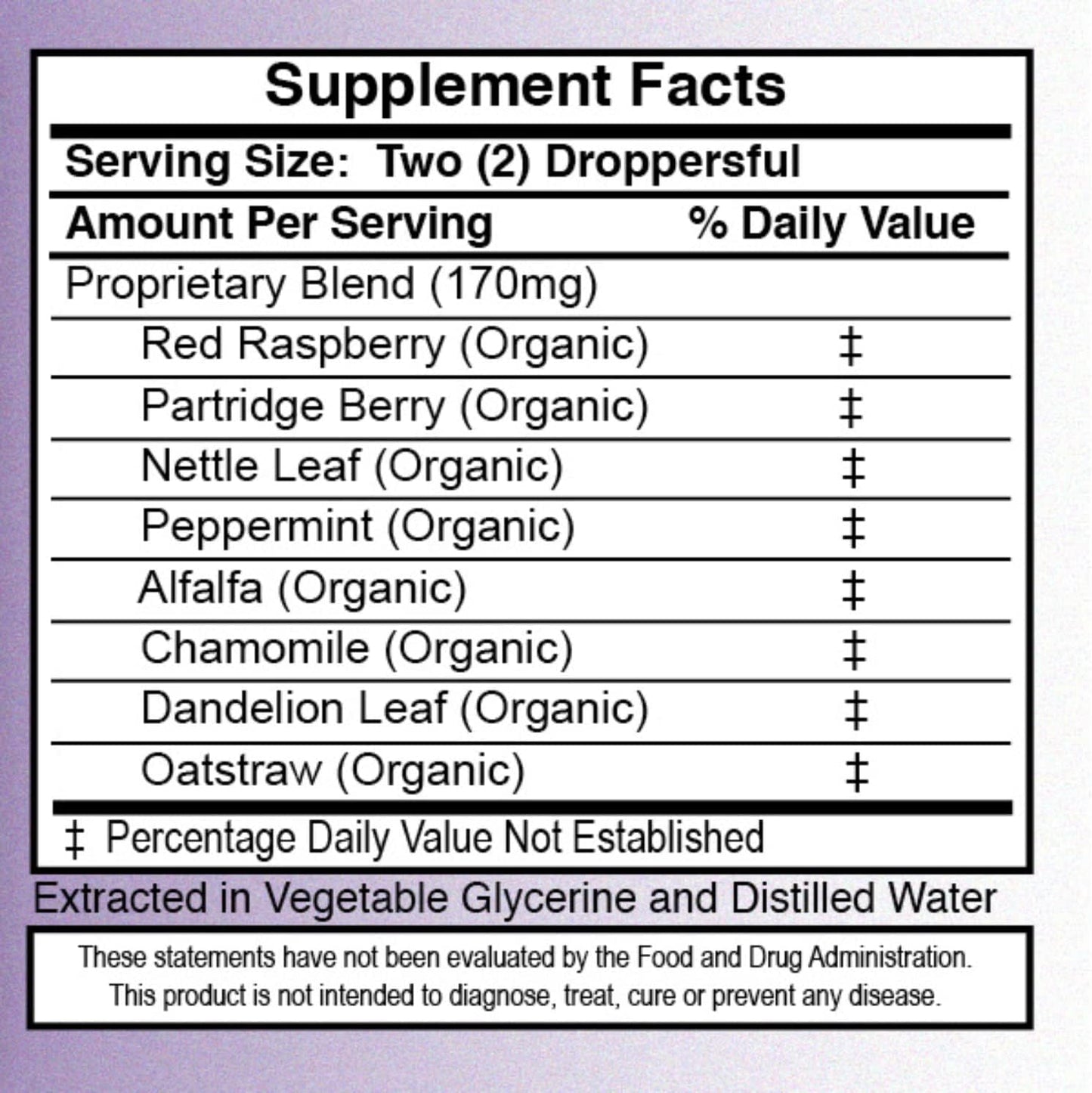 Alcohol-Free Pregnancy Tea and Tincture Combo for Third Trimester Labor Prep - 2 fl oz - Red Raspberry Leaf & Partridge Berry Blend