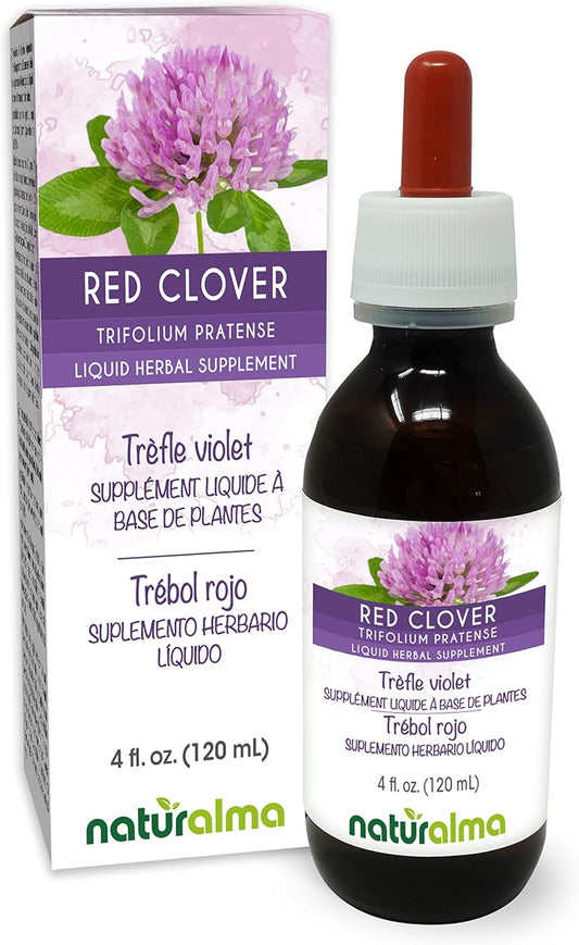 Alcohol-Free Red Clover Herb Tincture - 4 fl oz Liquid Extract Drops - Vegan Herbal Supplement