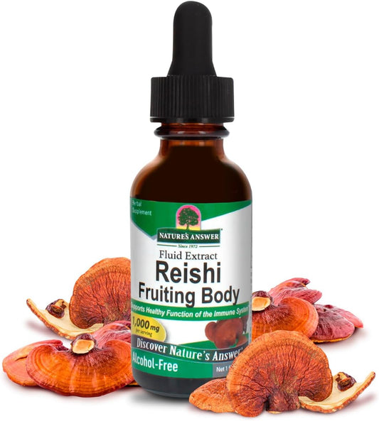 Alcohol-Free Reishi Extract Fruiting Body for Immune System Support - 1oz Liquid Extract