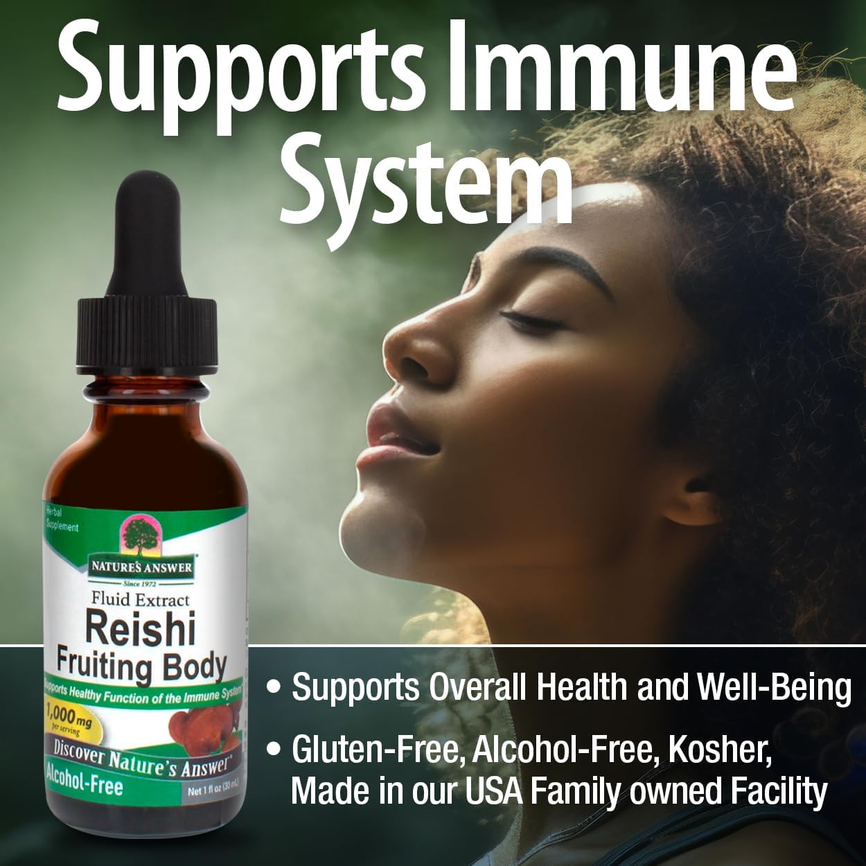 Alcohol-Free Reishi Extract Fruiting Body for Immune System Support - 1oz Liquid Extract