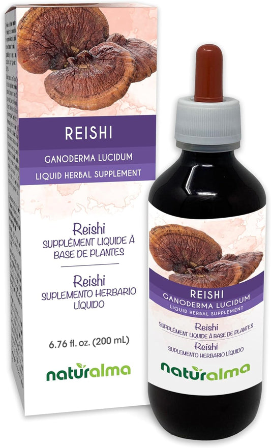 Alcohol-Free Reishi Mushroom Tincture - 6.76 fl oz Liquid Extract Drops - Herbal Supplement Vegan Friendly