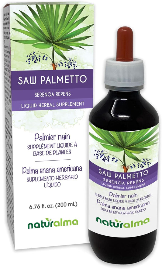 Alcohol-Free Saw Palmetto Fruit Tincture - 6.76 fl oz Liquid Extract Drops - Vegan Herbal Supplement by Naturalma