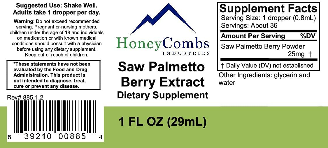 Alcohol-Free Saw Palmetto Liquid Extract for Urinary and Reproductive Health - 1 Fl Oz