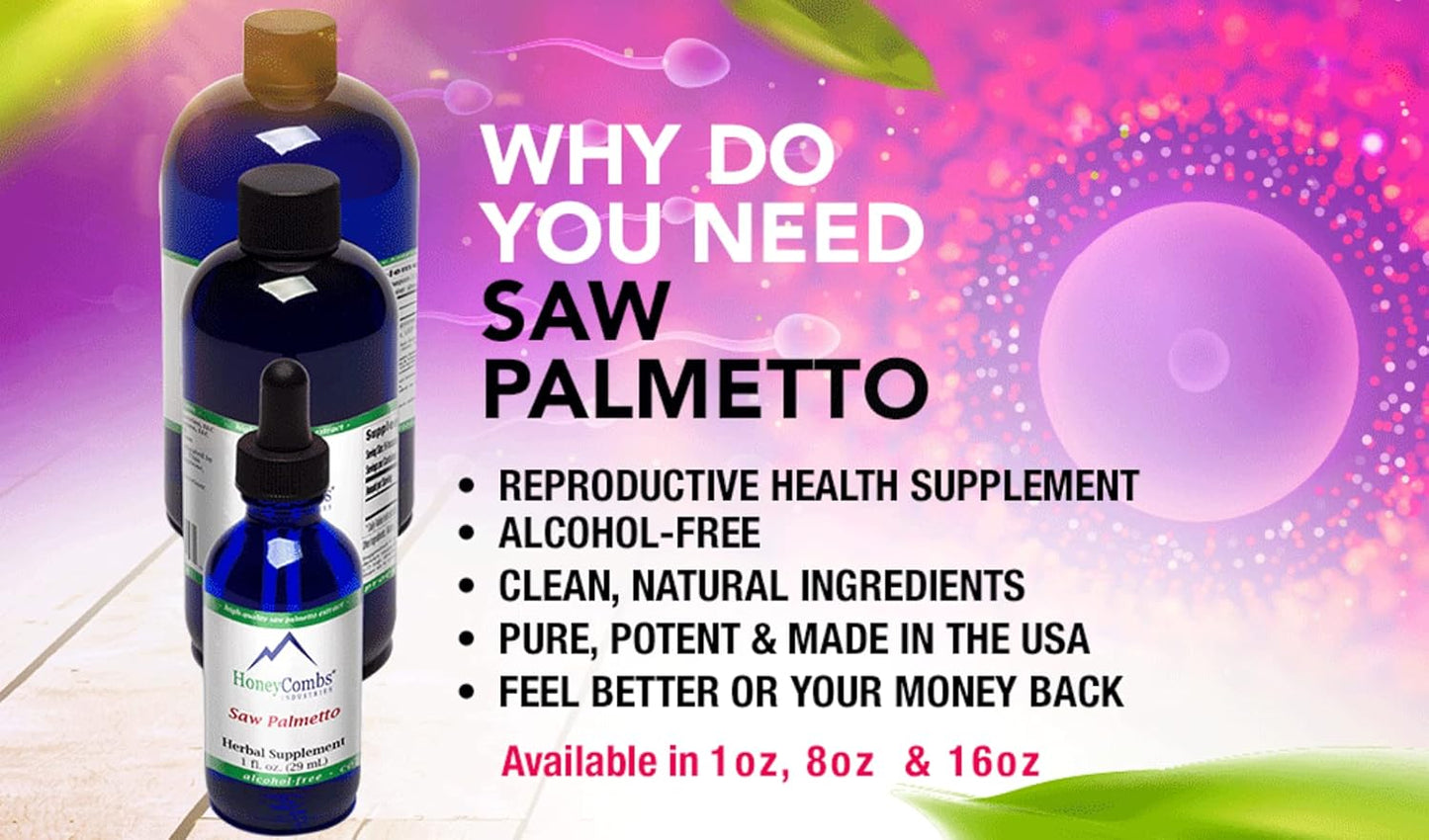 Alcohol-Free Saw Palmetto Liquid Extract for Urinary and Reproductive Health - 1 Fl Oz