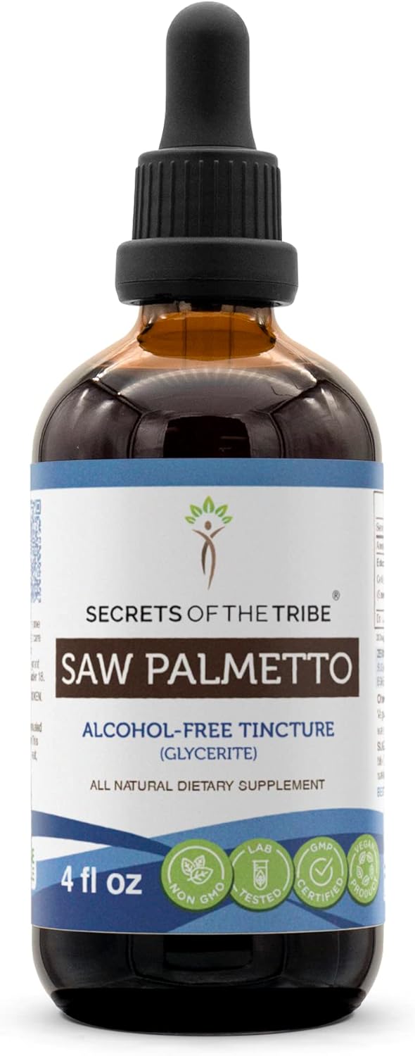 Alcohol-Free Saw Palmetto Tincture Liquid Extract (4 FL OZ) by Secrets of the Tribe