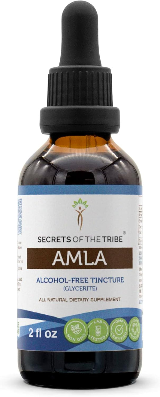 Alcohol-Free Secrets of the Tribe Amla Tincture Extract - 2 oz Dried Emblica Officinalis Fruit