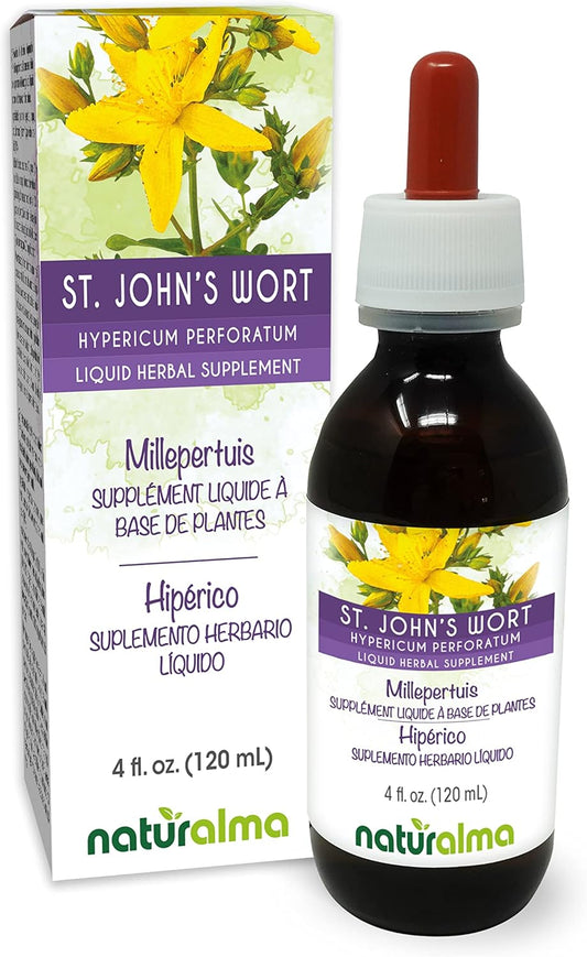 Alcohol-Free St. John's Wort (Hypericum Perforatum) Tincture - 4 fl oz Liquid Extract - Herbal Supplement