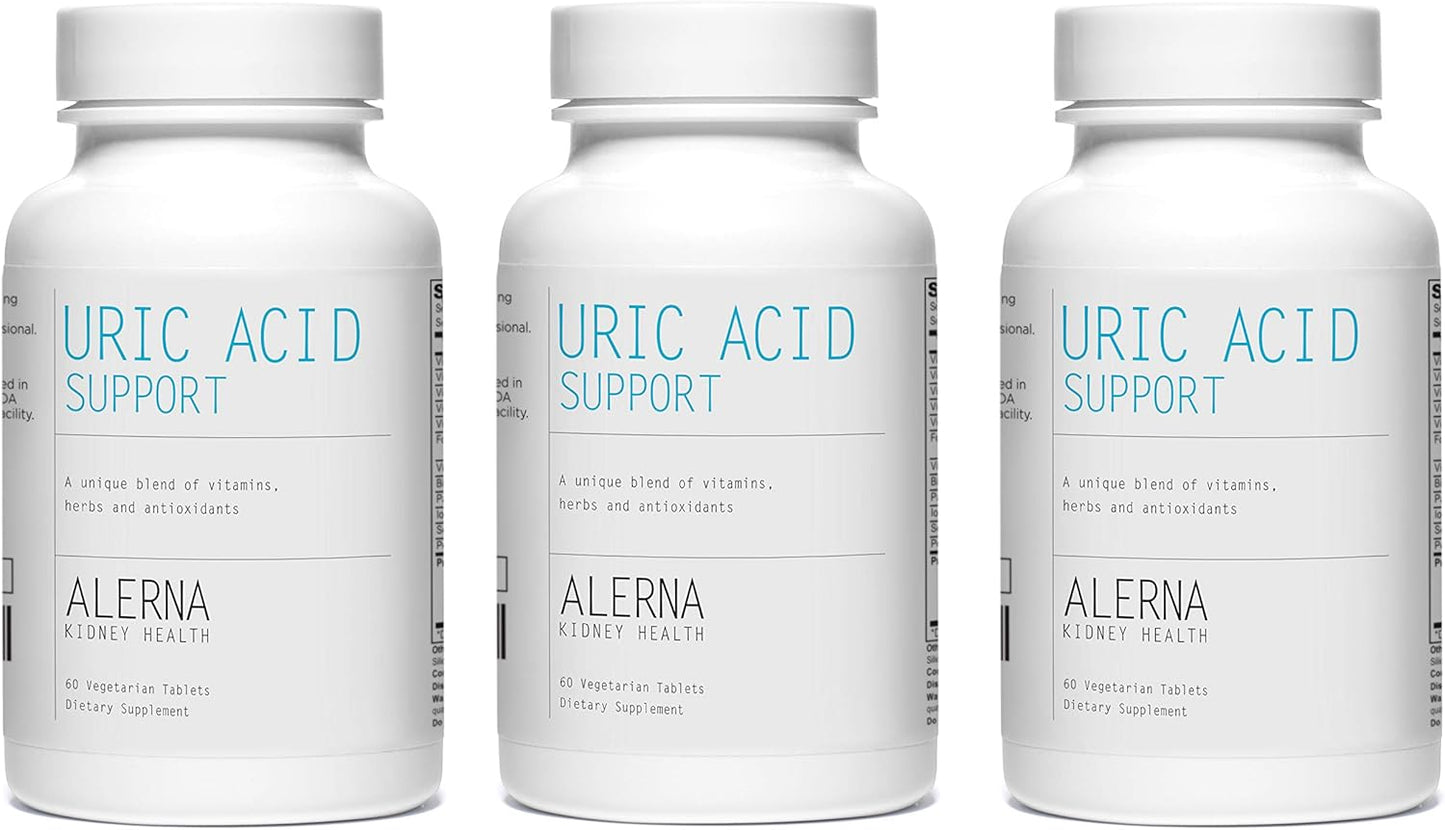 Alerna Uric Acid Support for Kidney Health - Tart Cherry, Celery, Turmeric, Quercetin - 180 Vegetarian Tablets for Normal Kidney Function