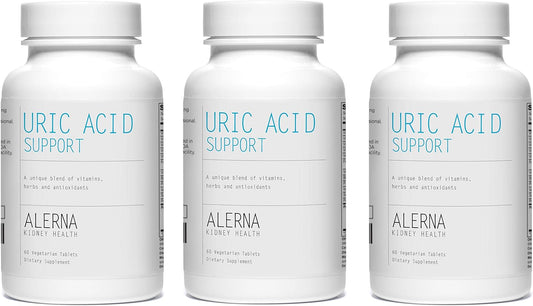 Alerna Uric Acid Support for Kidney Health - Tart Cherry, Celery, Turmeric, Quercetin - 180 Vegetarian Tablets for Normal Kidney Function