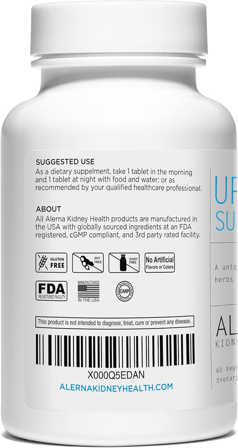 Alerna Uric Acid Support for Kidney Health - Tart Cherry, Celery, Turmeric, Quercetin - 180 Vegetarian Tablets for Normal Kidney Function