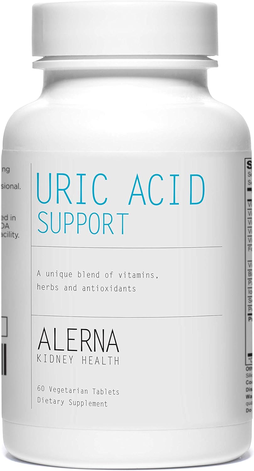 Alerna Uric Acid Support for Kidney Health - Tart Cherry, Celery, Turmeric, Quercetin - 180 Vegetarian Tablets for Normal Kidney Function