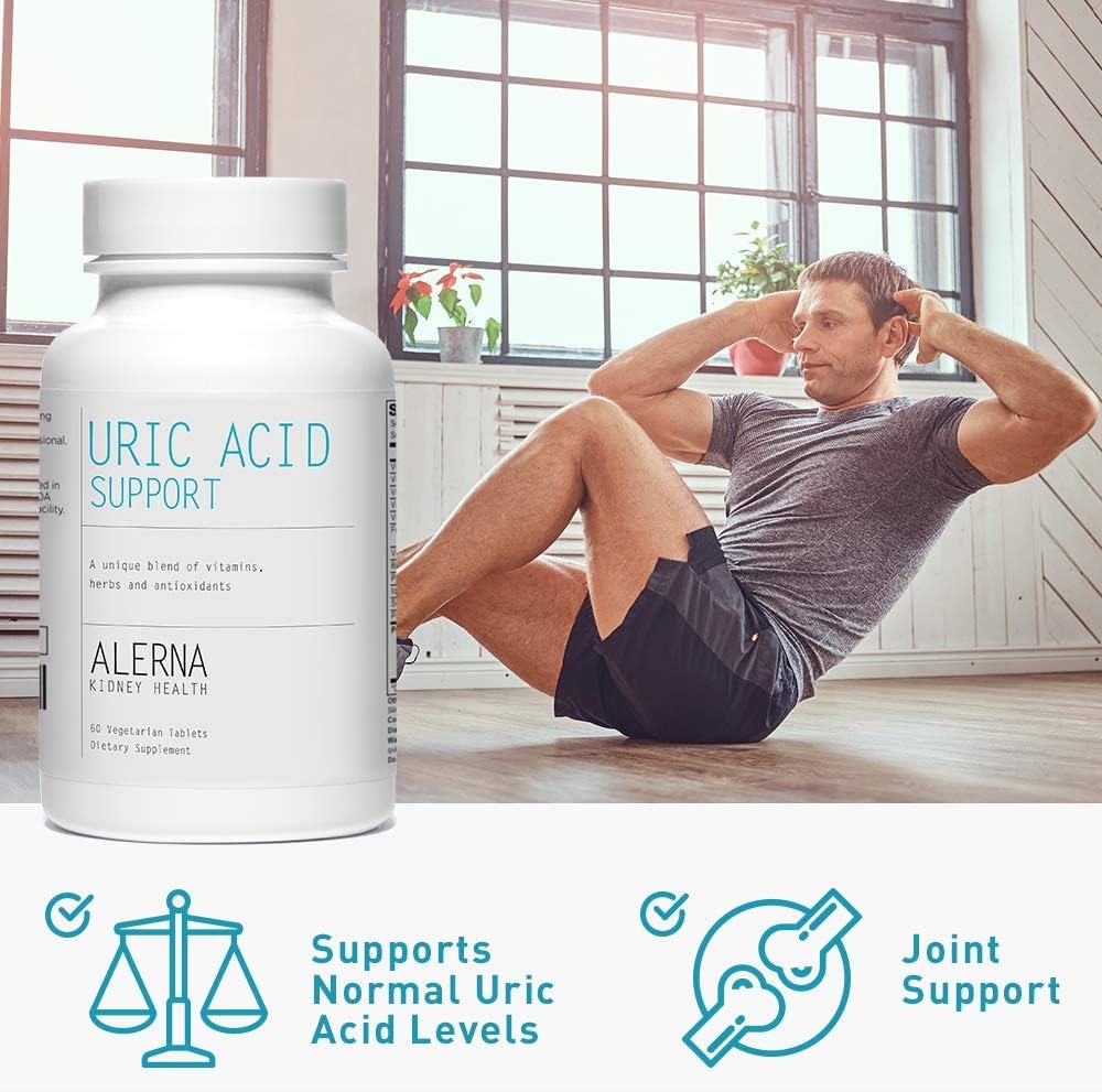Alerna Uric Acid Support for Kidney Health - Tart Cherry, Celery, Turmeric, Quercetin - 180 Vegetarian Tablets for Normal Kidney Function
