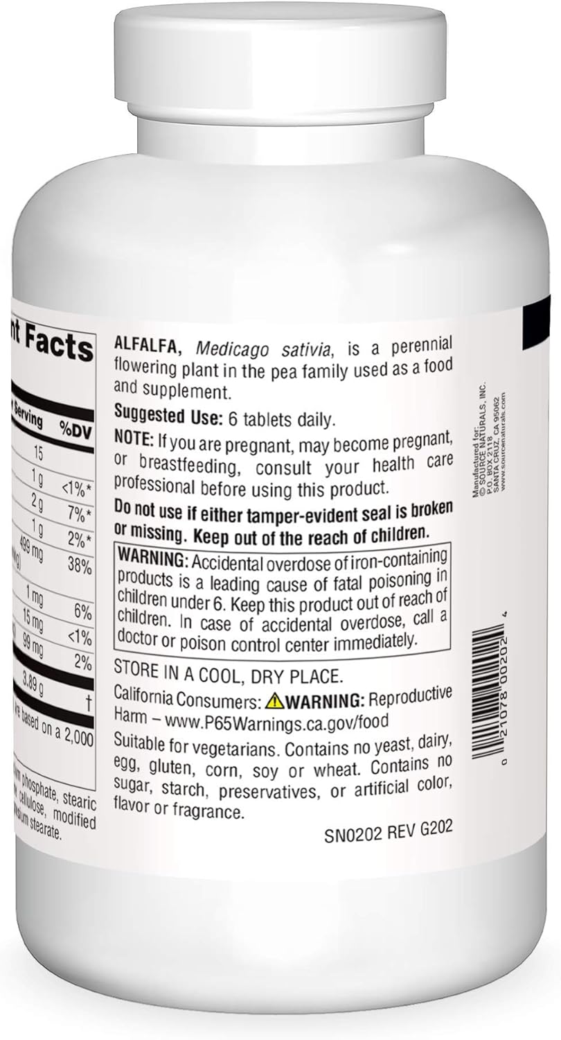Alfalfa 10 Grain Dietary Supplement Tablets - 500 Count by Source Naturals