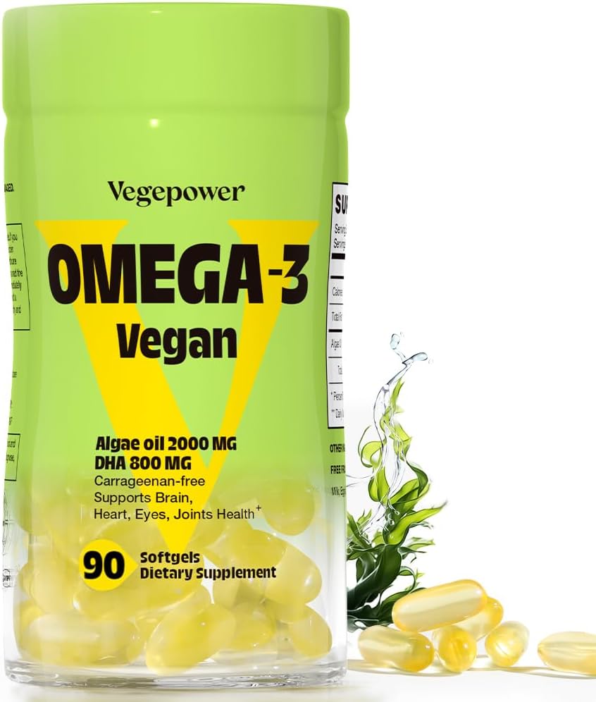 Algae Omega-3 DHA Gummies with Vitamin B12 and D for Heart, Brain, and Immune Support - 90 Count