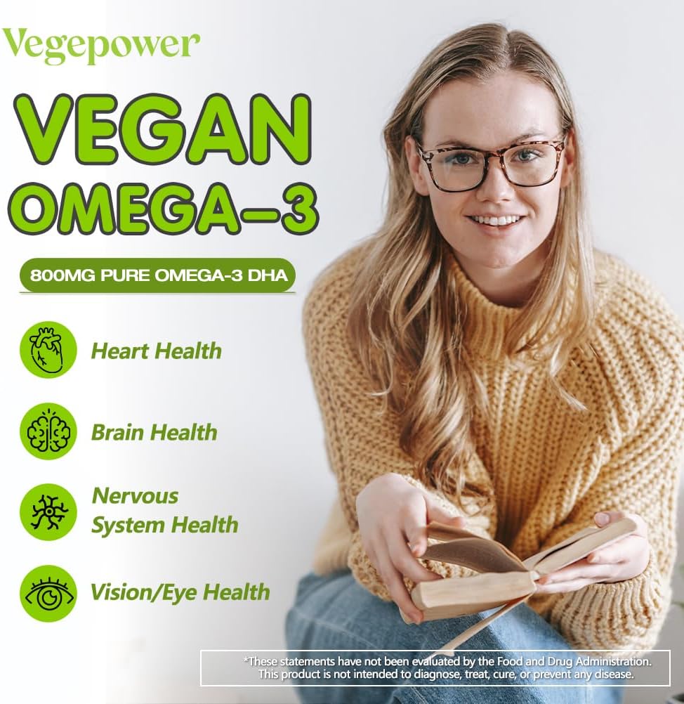 Algae Omega-3 DHA Gummies with Vitamin B12 and D for Heart, Brain, and Immune Support - 90 Count